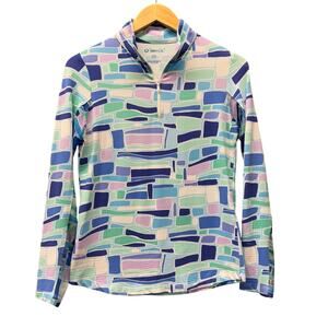 Ibkul Golf Shirt Womens XS Mesh Panel Long Sleeve Blue Green Pink 1/4 Zip